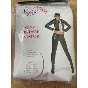 New Women’s 4pc Magic Nights Vintage Aviator Halloween Costume Size Large 12-14